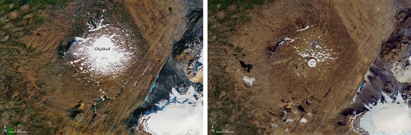 Okjökull glacier comparison